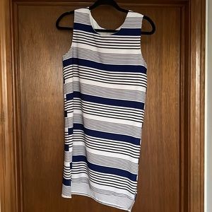 XS dress, blue white and black stripes